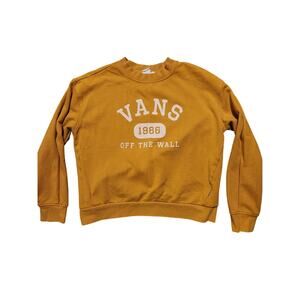 Vans Off The Wall Sweatshirt Womens Small Yellow Mustard Crewneck Logo